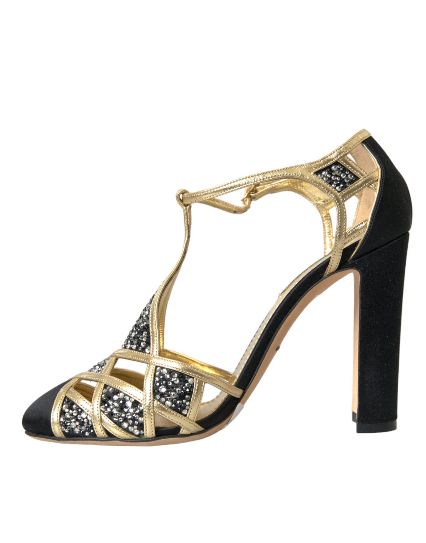 Black Suede Gold Embellished Heels Pump Shoes