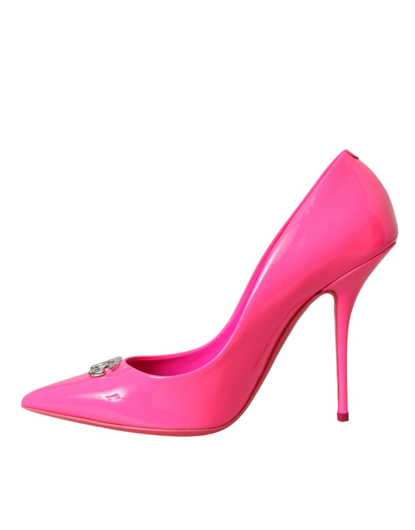 Neon Pink Leather Logo Pumps Heels Shoes