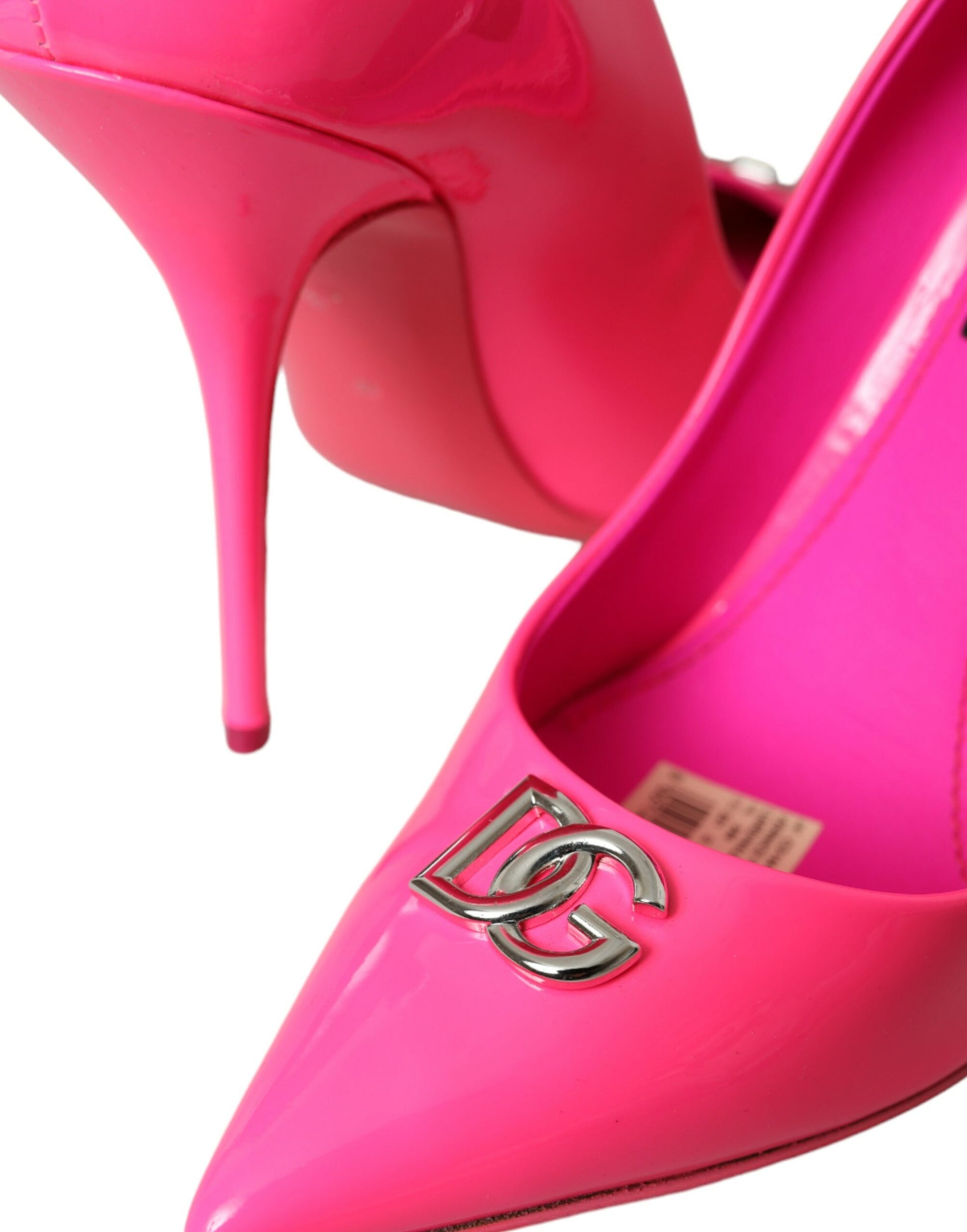 Neon Pink Leather Logo Pumps Heels Shoes