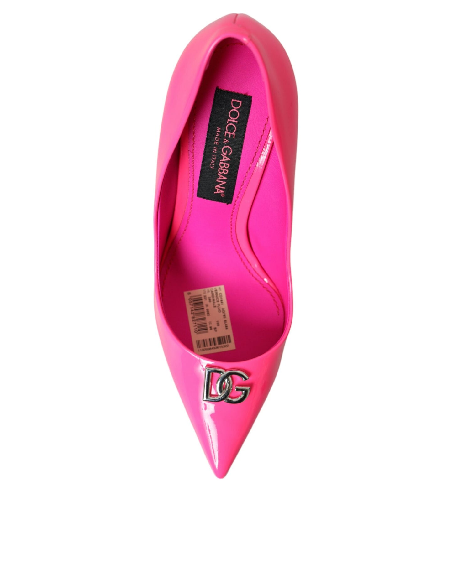 Neon Pink Leather Logo Pumps Heels Shoes