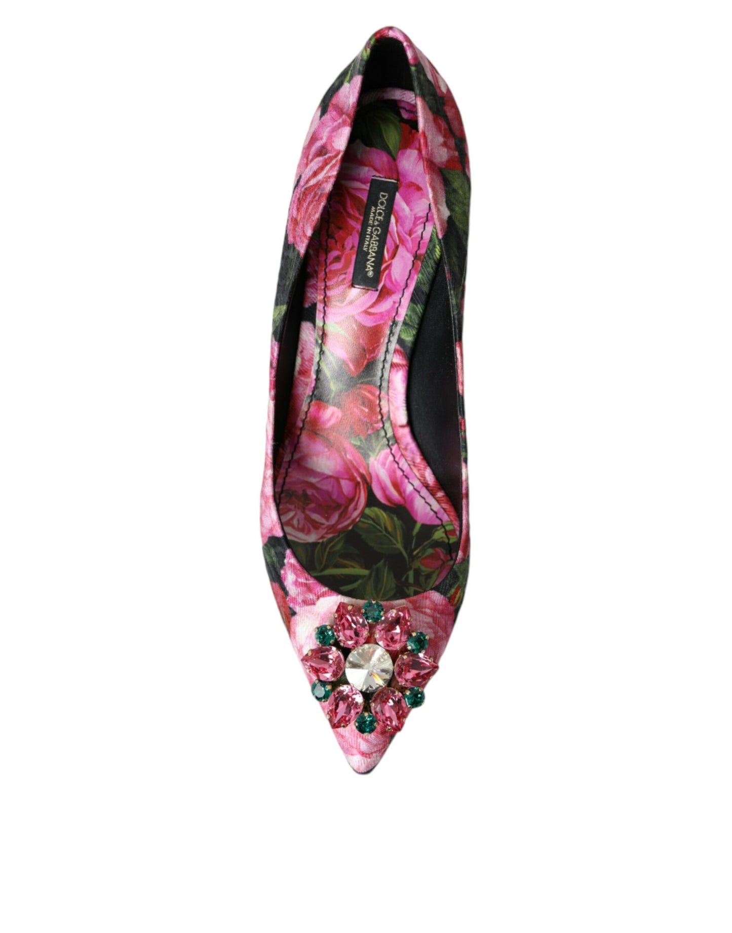 Multicolor Floral Brocade Crystal Heels Pumps Shoes