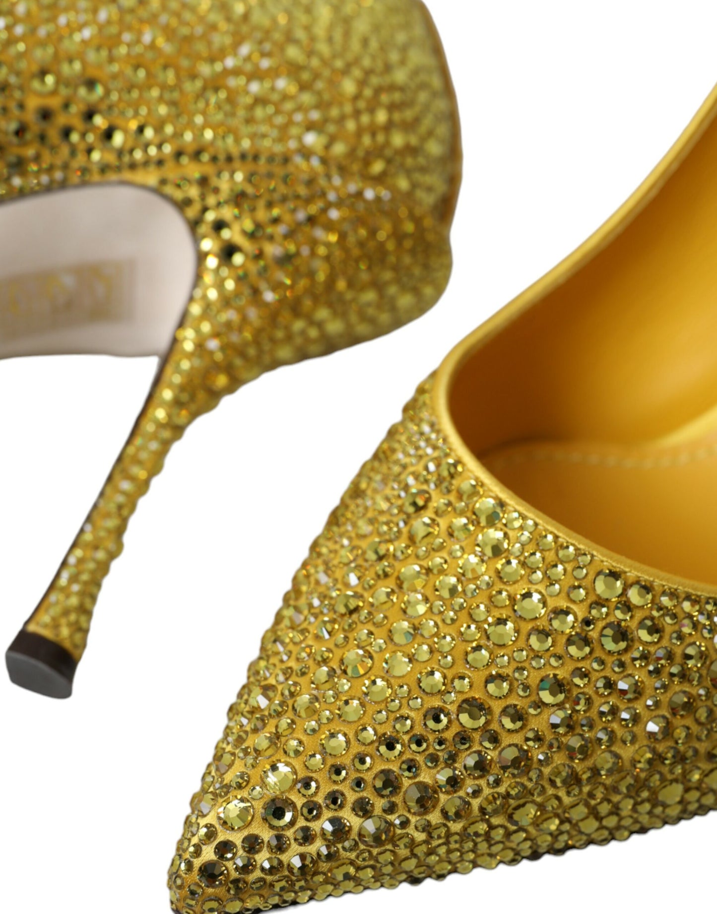 Yellow Strass Crystal Heels Pumps Shoes