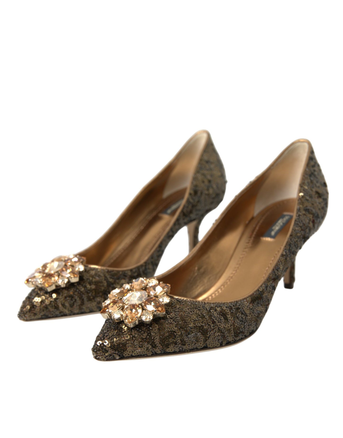 Gold Sequin Crystals Bellucci Heels Pumps Shoes