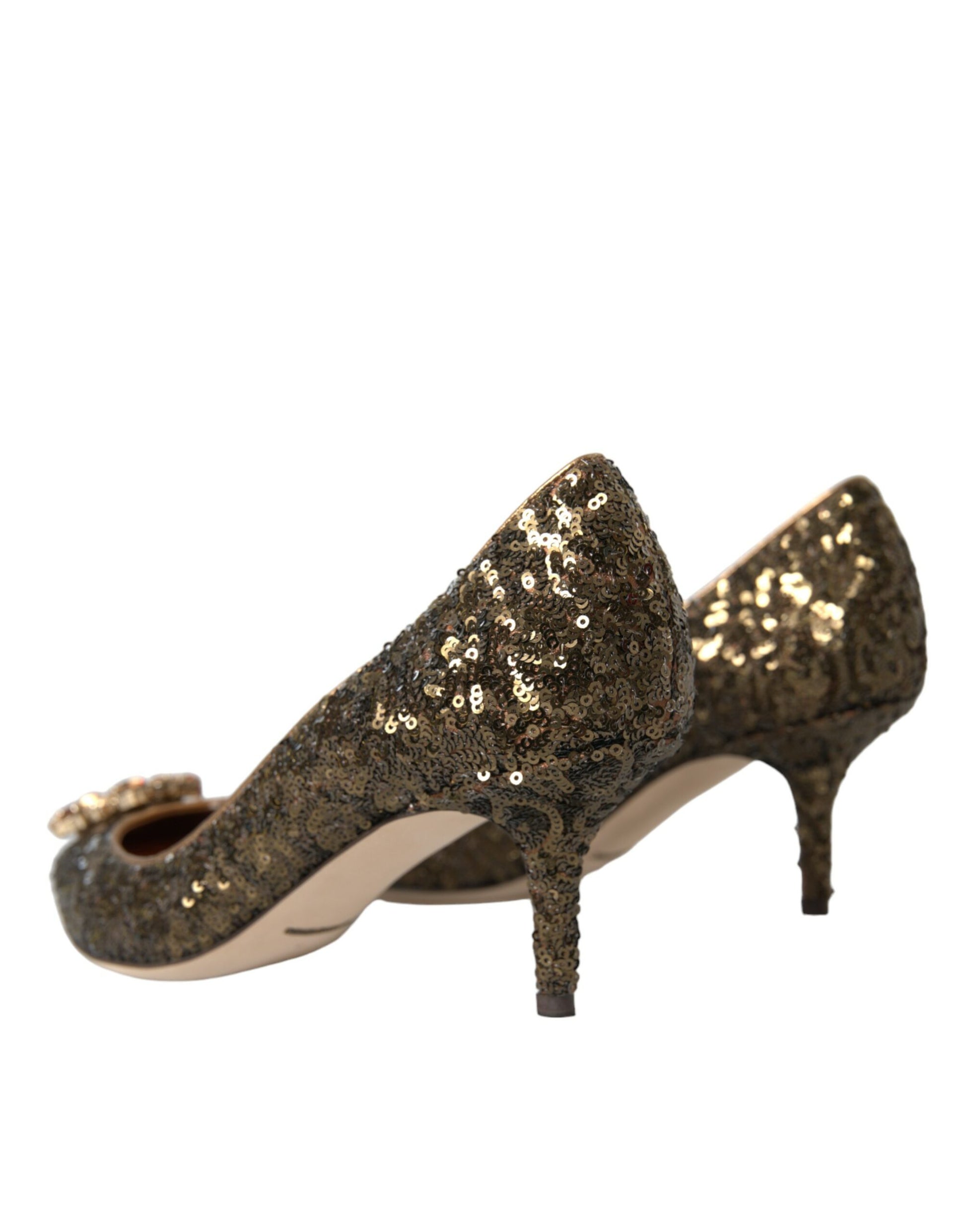 Gold Sequin Crystals Bellucci Heels Pumps Shoes