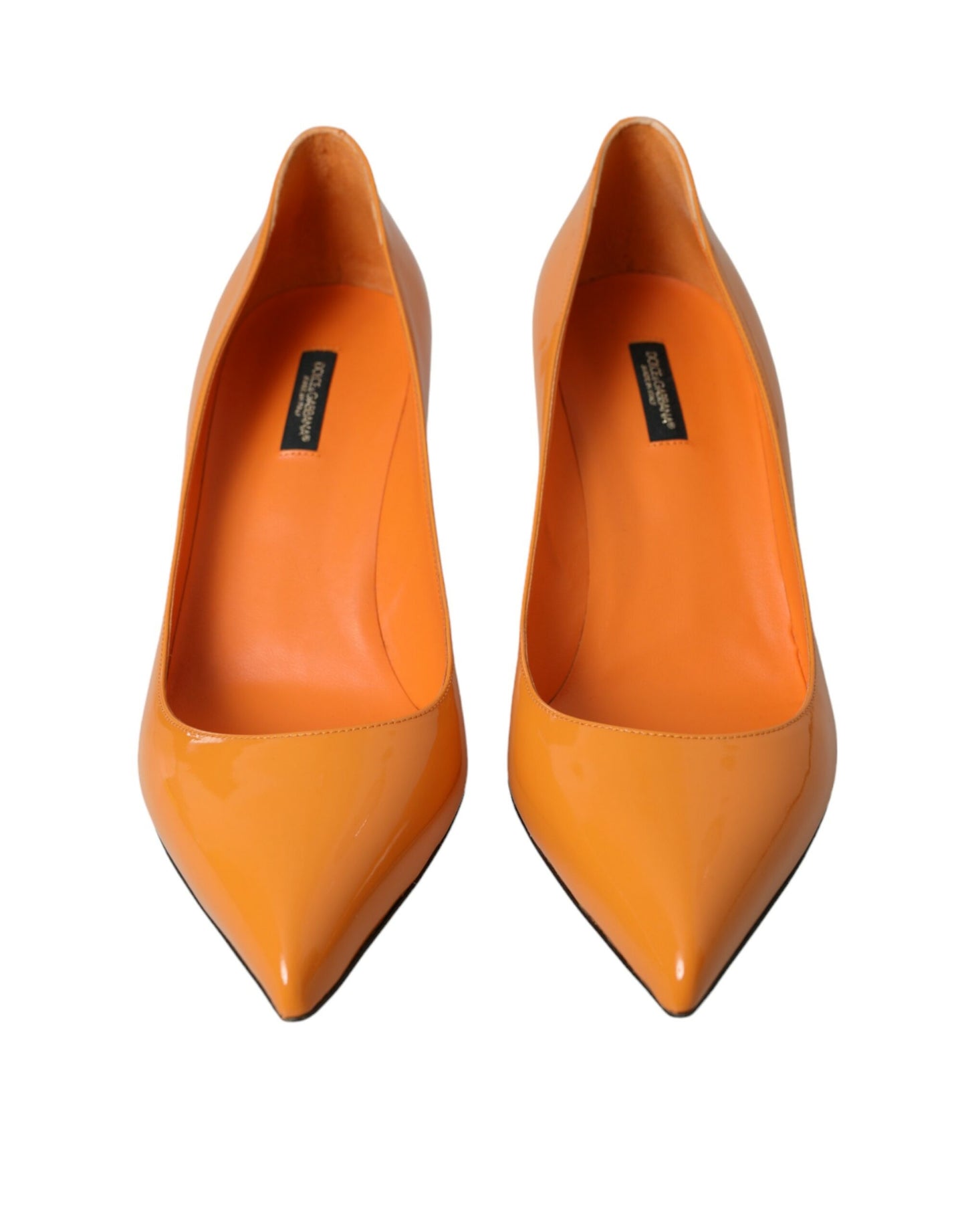 Orange Patent Leather Heels Pumps Shoes