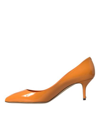 Orange Patent Leather Heels Pumps Shoes