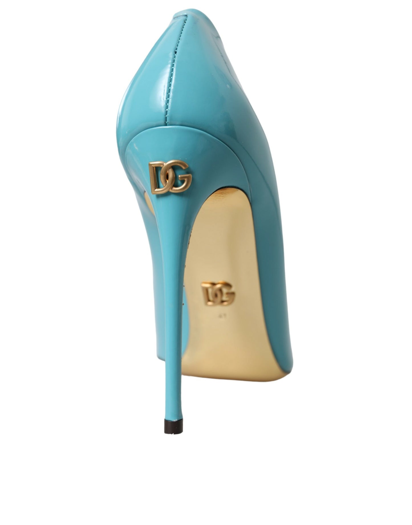 Blue Gold Leather Crystals Heels Pumps Shoes