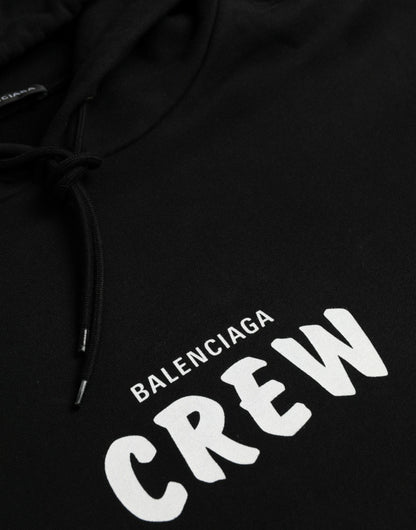 Black Cotton CREW Hooded Pullover Sweatshirt Sweater