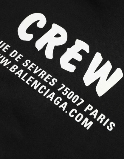 Black Cotton CREW Hooded Pullover Sweatshirt Sweater