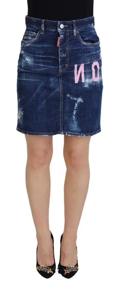 Blue Icon High Waist Denim Mini Boston Jean Skirt