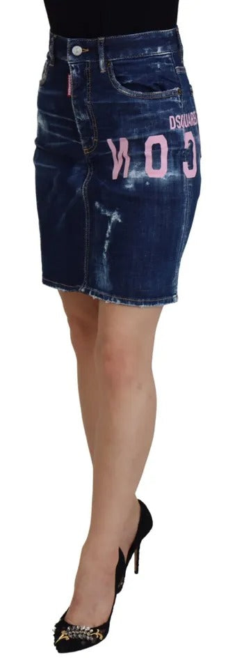 Blue Icon High Waist Denim Mini Boston Jean Skirt