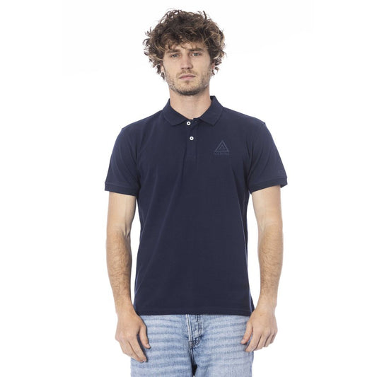 Blue Cotton Men Polo