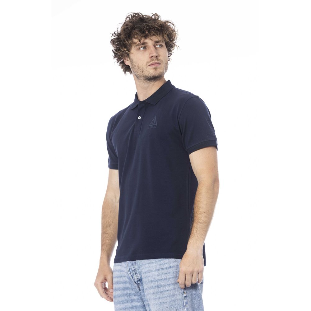 Blue Cotton Men Polo