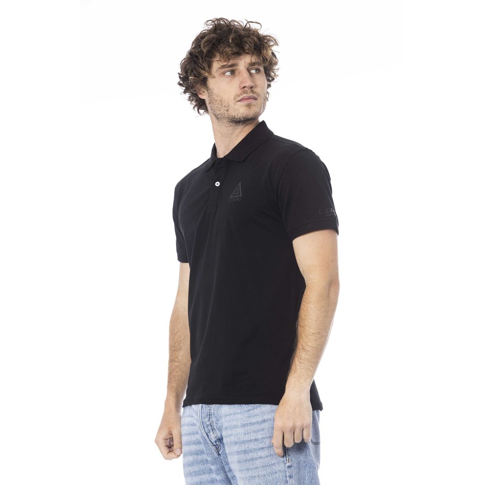 Black Cotton Men Polo Shirt