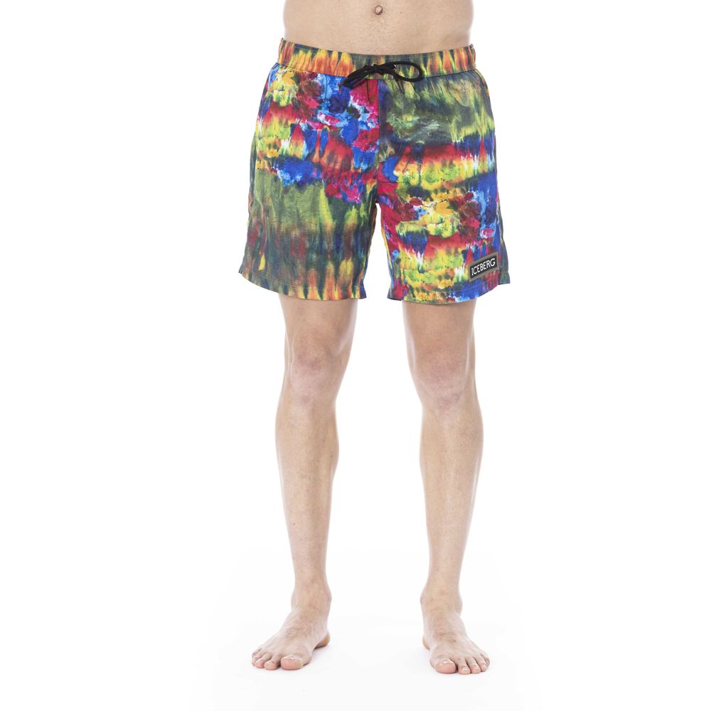 Multicolor Polyester Men Swim Trunk