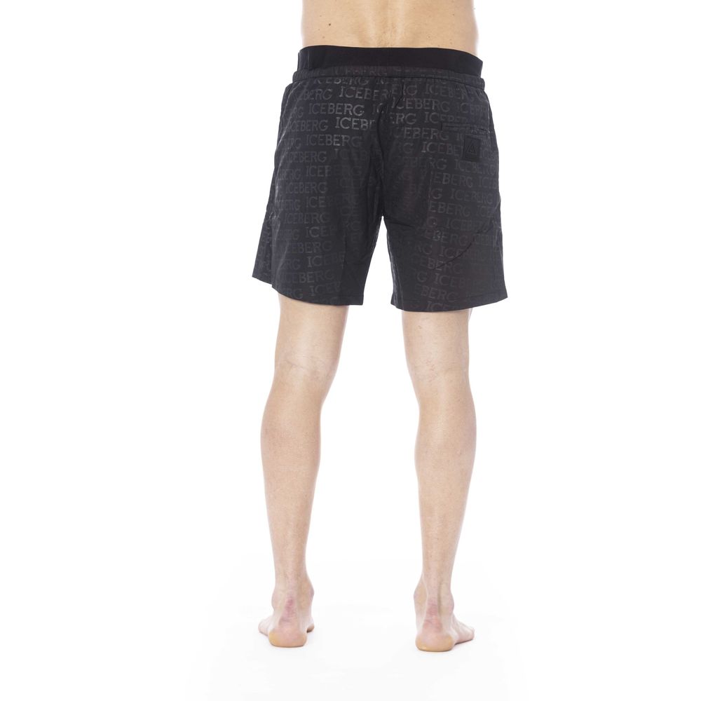 Black Polyester Men Swim Trunk