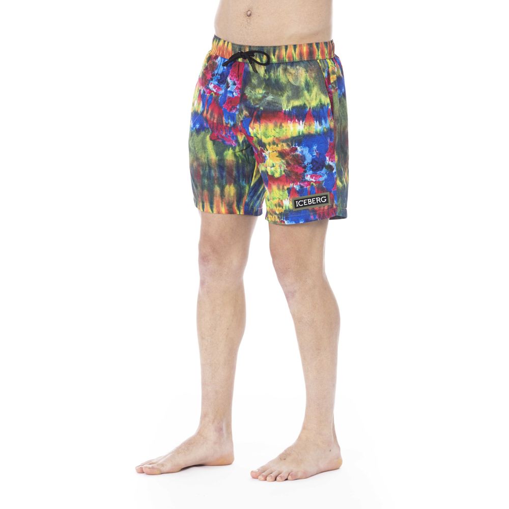 Multicolor Polyester Men Swim Trunk