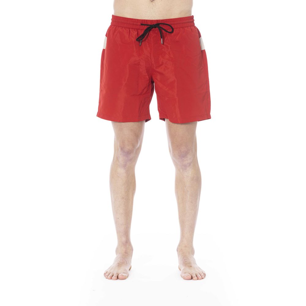 Red Polyester Men Swim Trunk