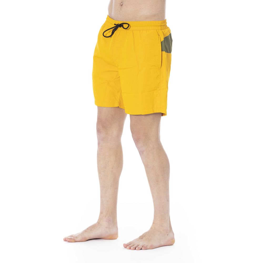 Yellow Polyester Men Swim Trunk