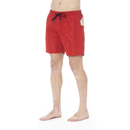 Red Polyester Men Swim Trunk