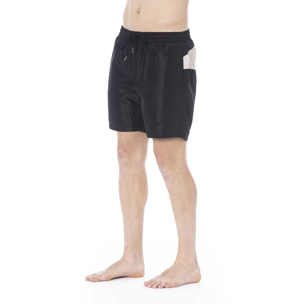 Black Polyester Men Swim Trunk