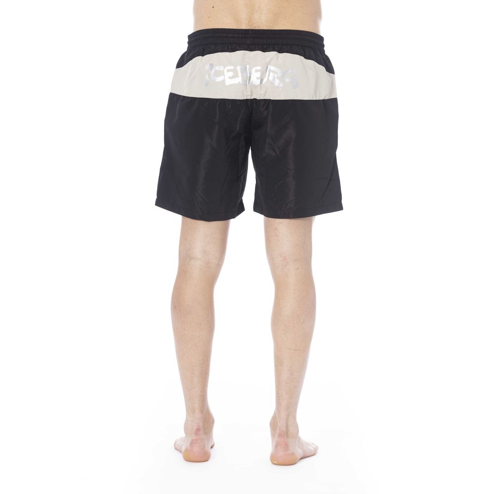 Black Polyester Men Swim Trunk