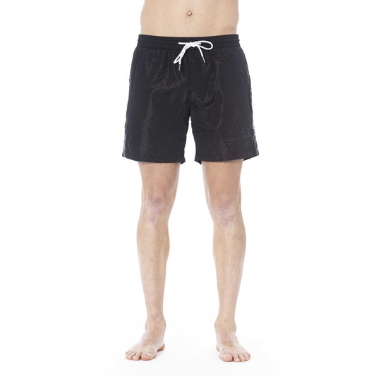 Black Polyester Men Swim Shorts