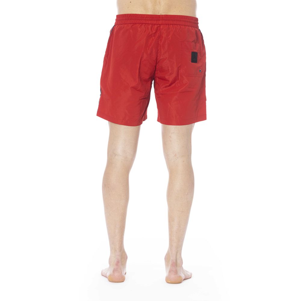 Red Polyester Men Swimwear