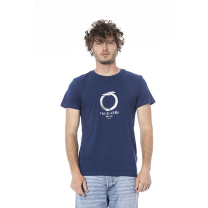 Blue Cotton Men T-Shirt