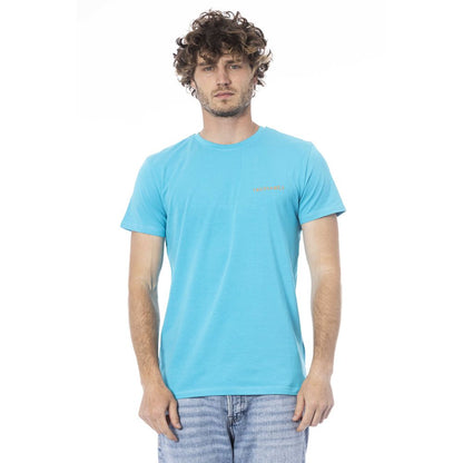 Light Blue Cotton Men T-Shirt