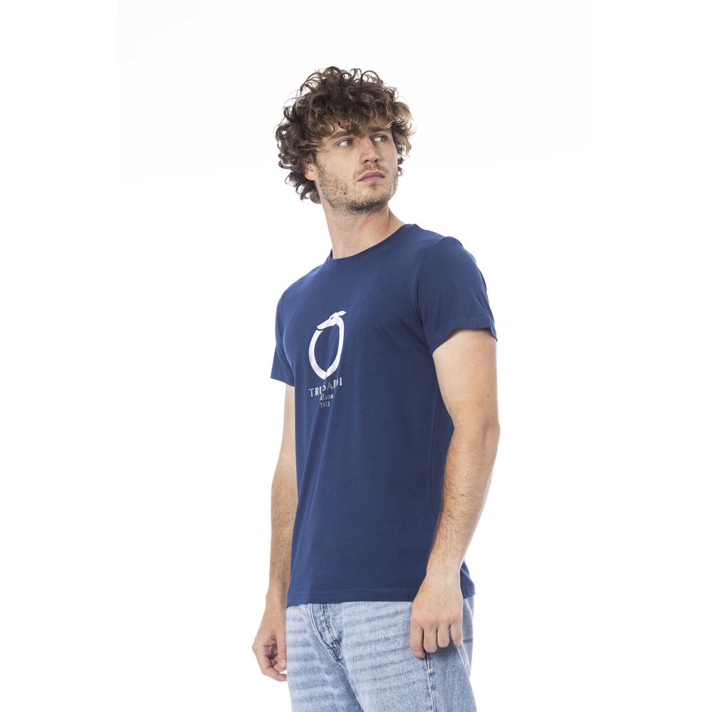 Blue Cotton Men T-Shirt