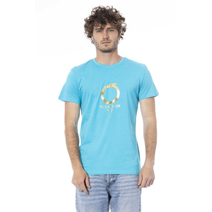 Light Blue Cotton Men T-Shirt