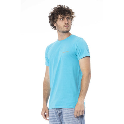 Light Blue Cotton Men T-Shirt