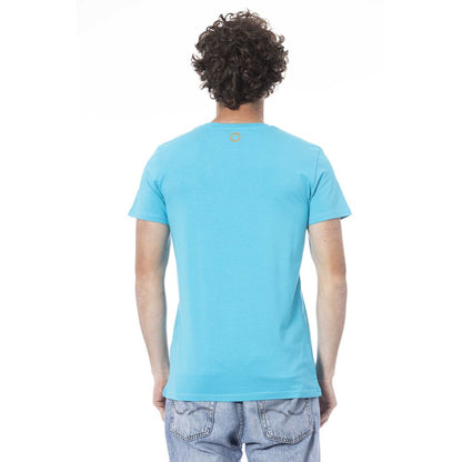 Light Blue Cotton Men T-Shirt