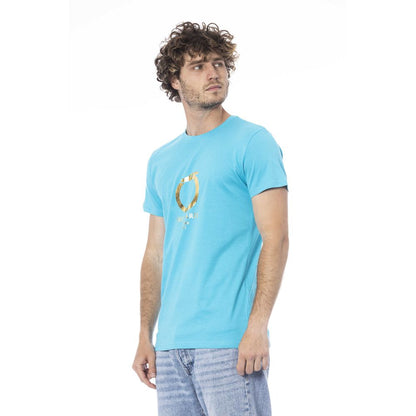 Light Blue Cotton Men T-Shirt