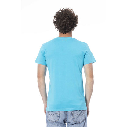 Light Blue Cotton Men T-Shirt