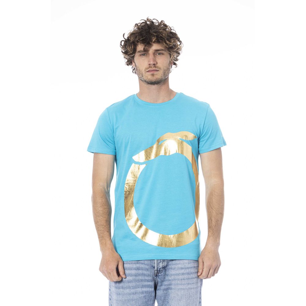 Light Blue Cotton Men T-Shirt