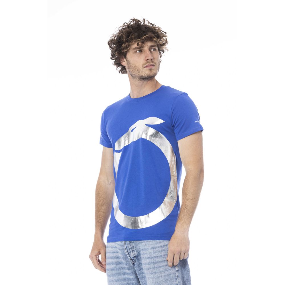 Blue Cotton Men T-Shirt