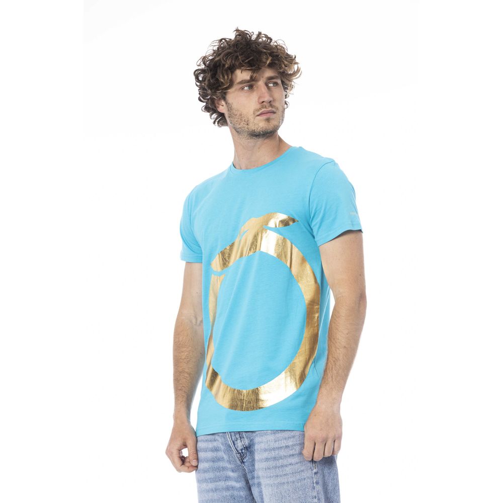 Light Blue Cotton Men T-Shirt