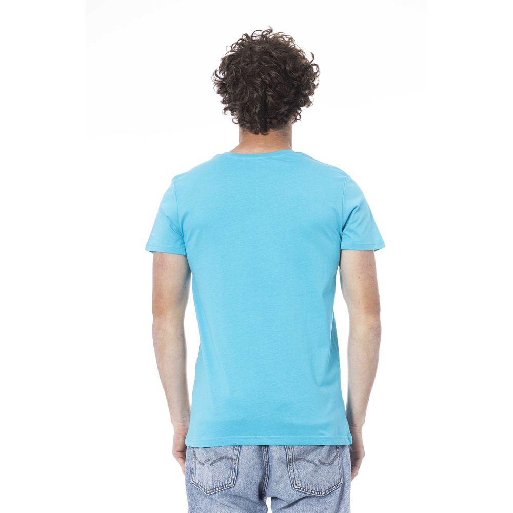 Light Blue Cotton Men T-Shirt