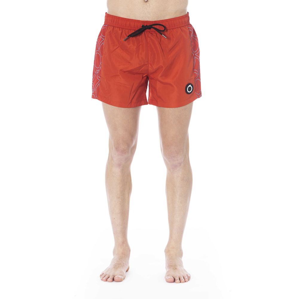 Red Polyester Men Swim Trunk