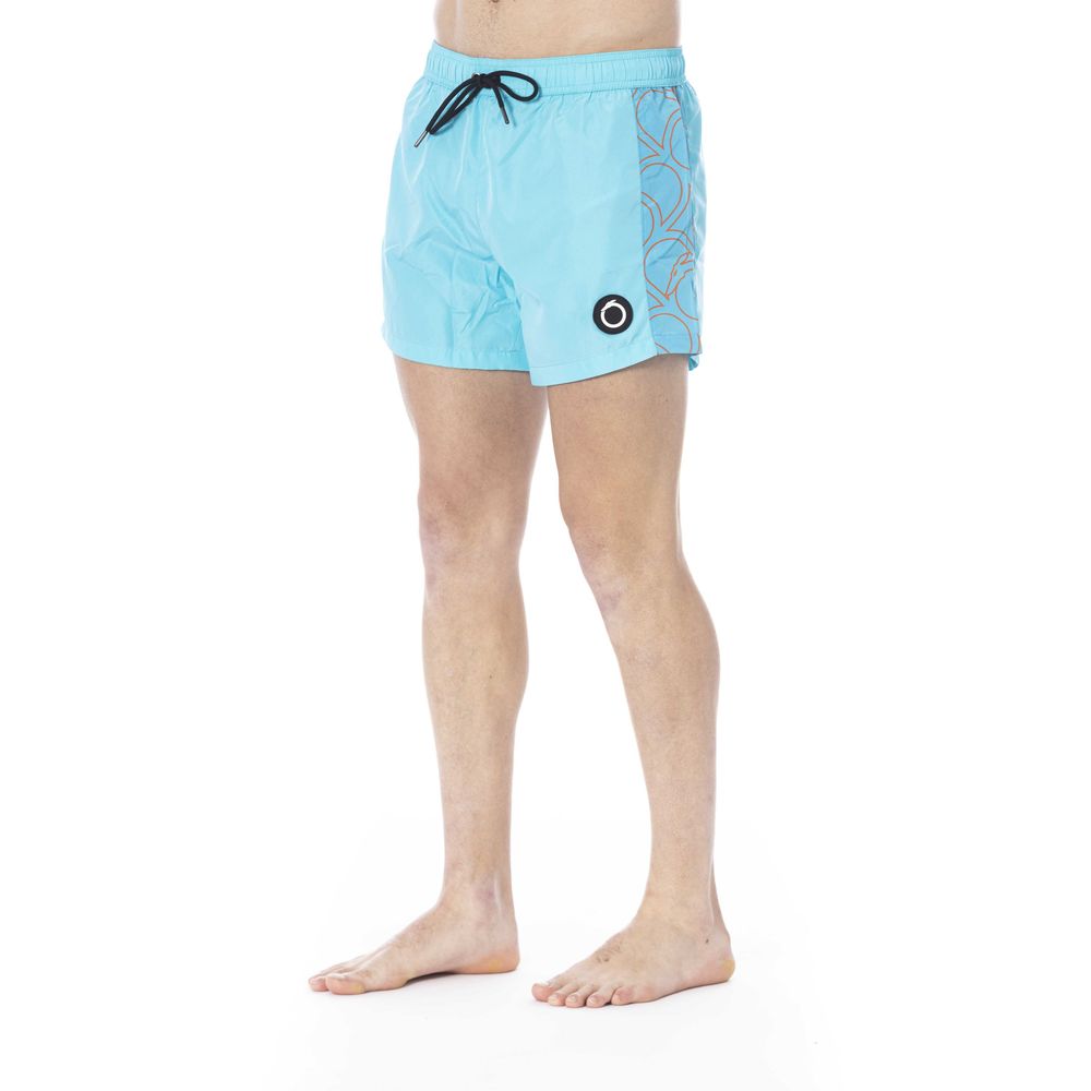 Light Blue Polyester Men Swim Trunk