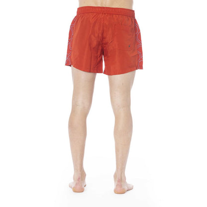 Red Polyester Men Swim Trunk