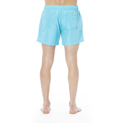 Light Blue Polyester Men Swim Trunk