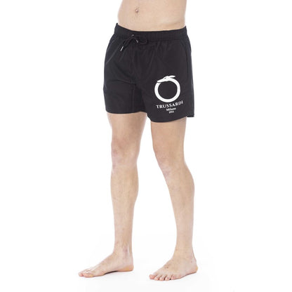 Black Polyester Men Swimwear