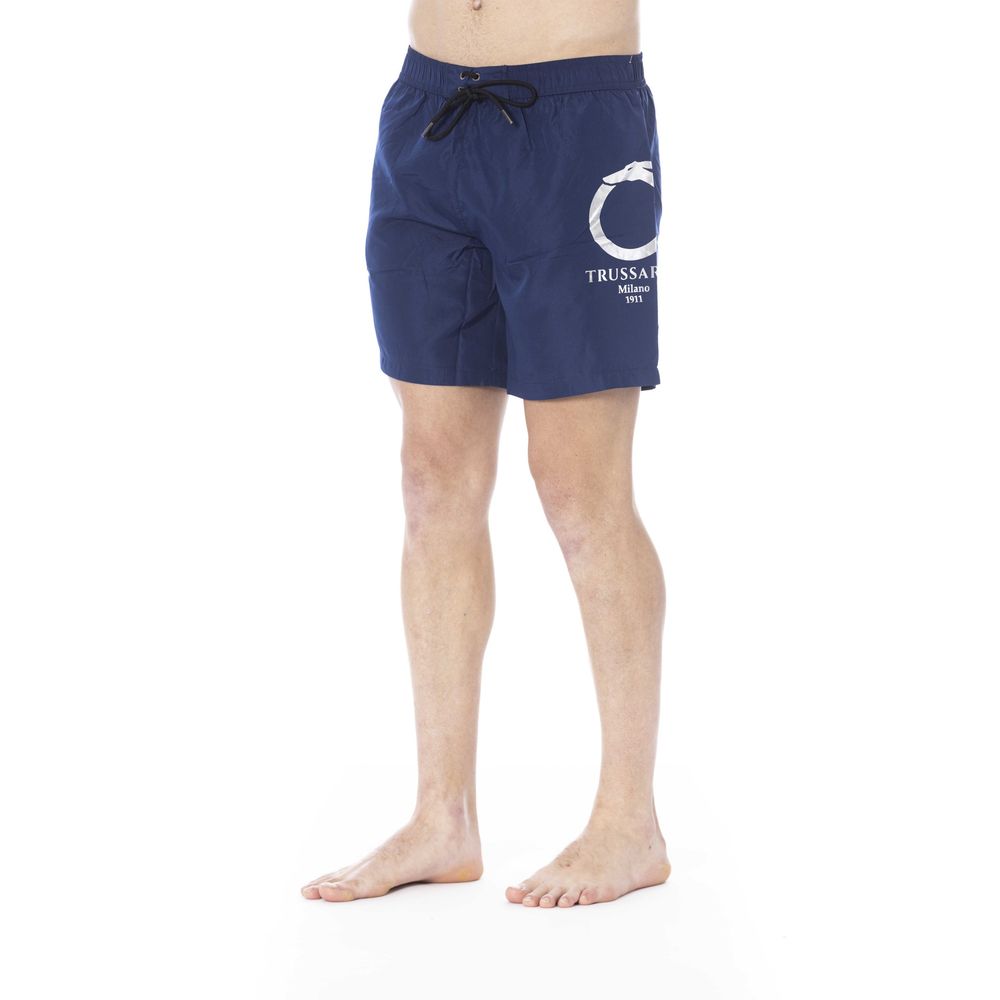 Blue Polyester Men Swim Trunk