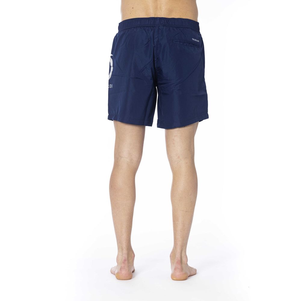 Blue Polyester Men Swim Trunk