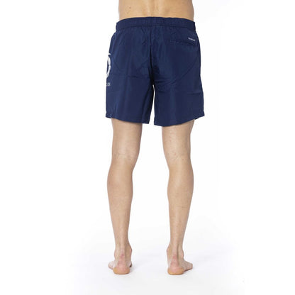 Blue Polyester Men Swim Trunk