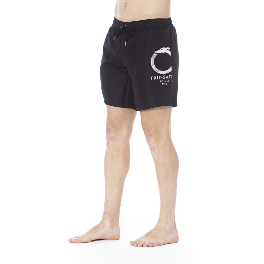 Black Polyester Men's Swim Trunk