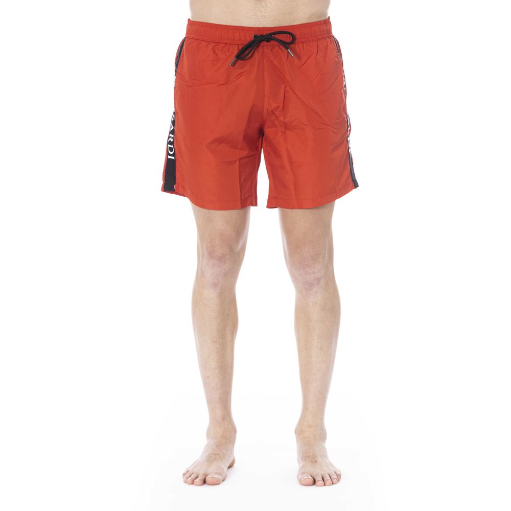 Red Polyester Men Swim Trunk